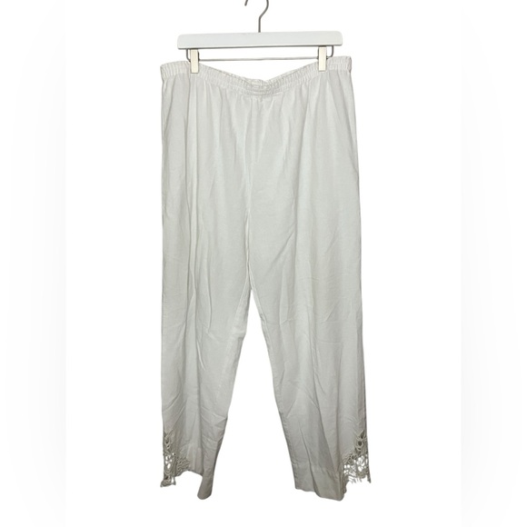 Soft Surroundings Pants - Soft Surroundings Touch of Lace Gauze Pant Crochet Pull On Beach Summer White XL